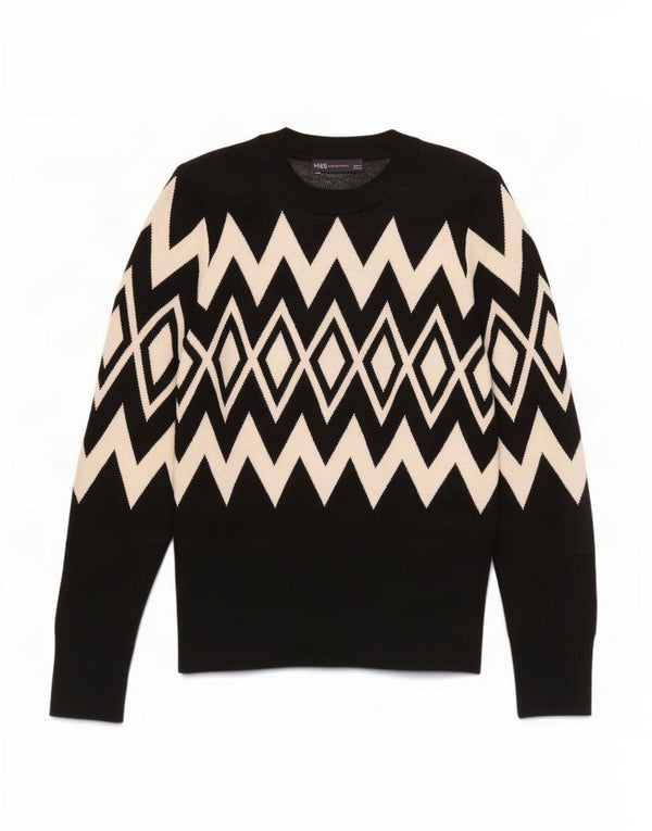 Marks & Spencer Womens Crew Neck Jumper Sweater UK 12 Medium Black