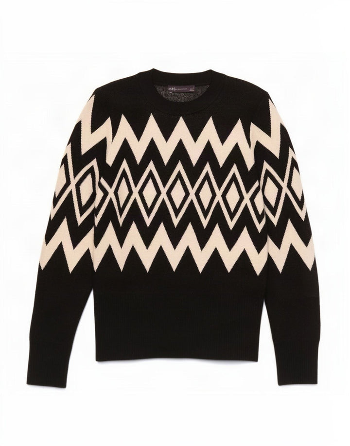 Marks & Spencer Womens Crew Neck Jumper Sweater UK 12 Medium Black