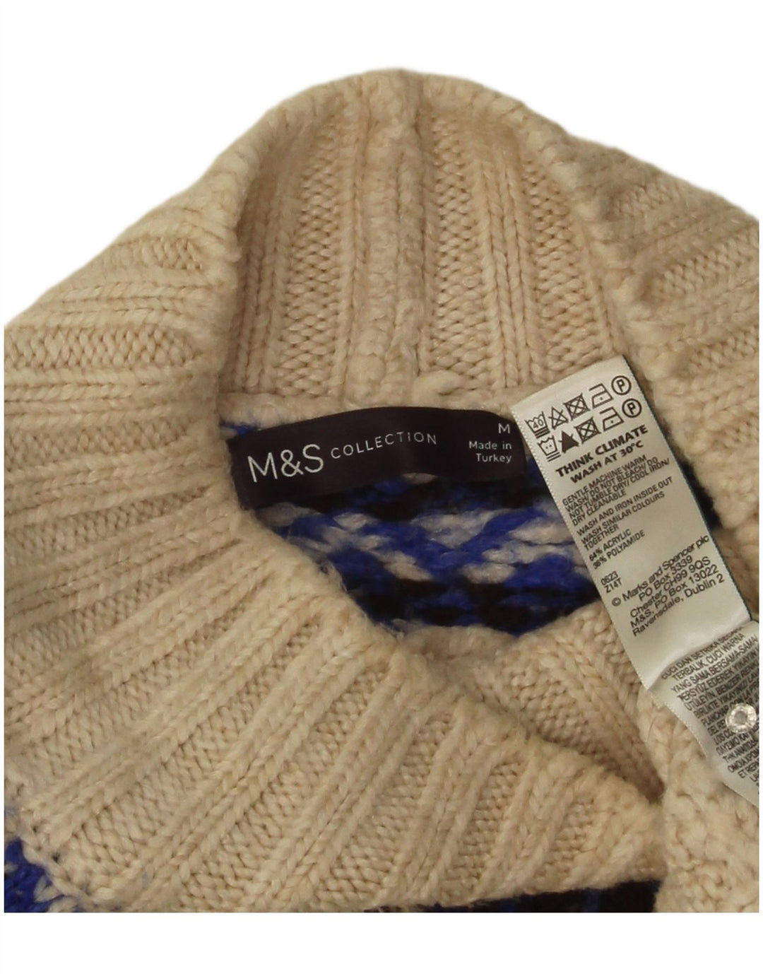 Marks & Spencer Womens Turtle Neck Jumper Sweater UK 14 Medium Off White