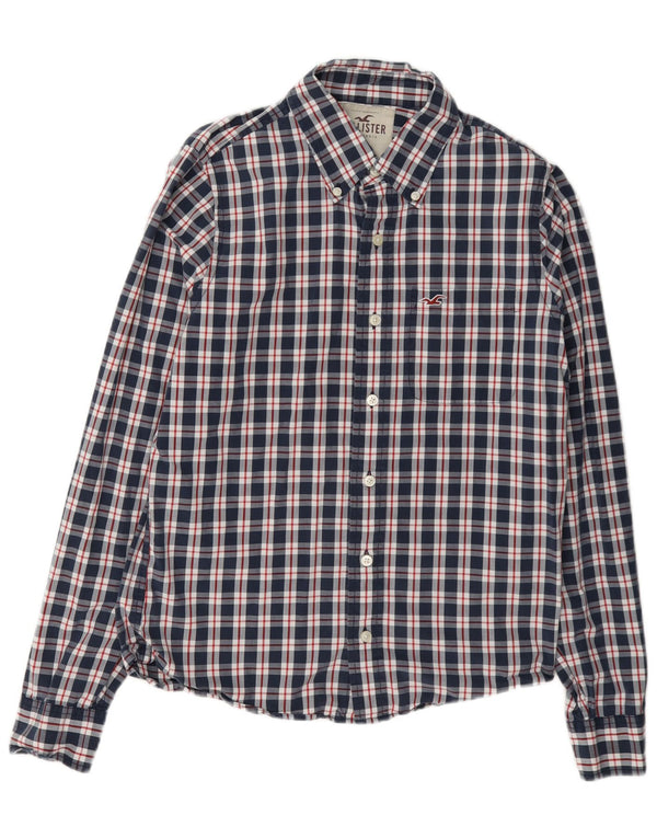 Hollister Mens Shirt Medium Navy Blue Check Cotton