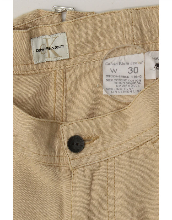 Calvin Klein Mens Bermuda Shorts W30 Medium Beige Cotton