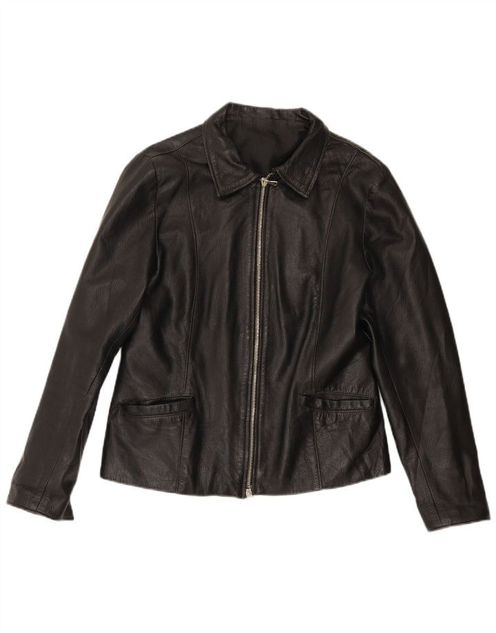 Vintage Womens Leather Jacket UK 14 Medium Black Leather
