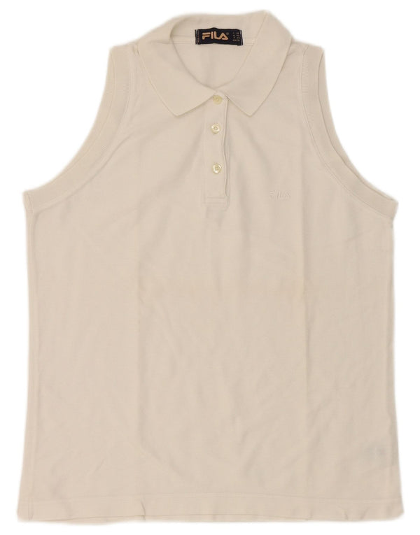 Fila Womens Sleeveless Polo Shirt US 10 Large White Cotton