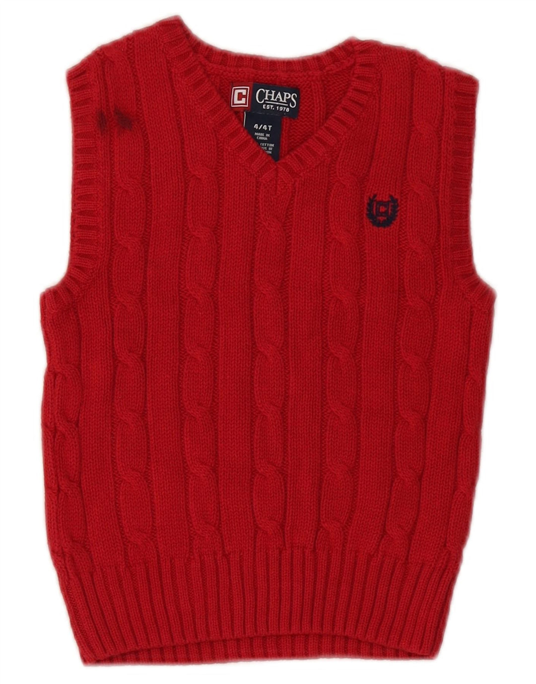 Chaps Boys Vest Tank Top 3-4 Years Red Cotton