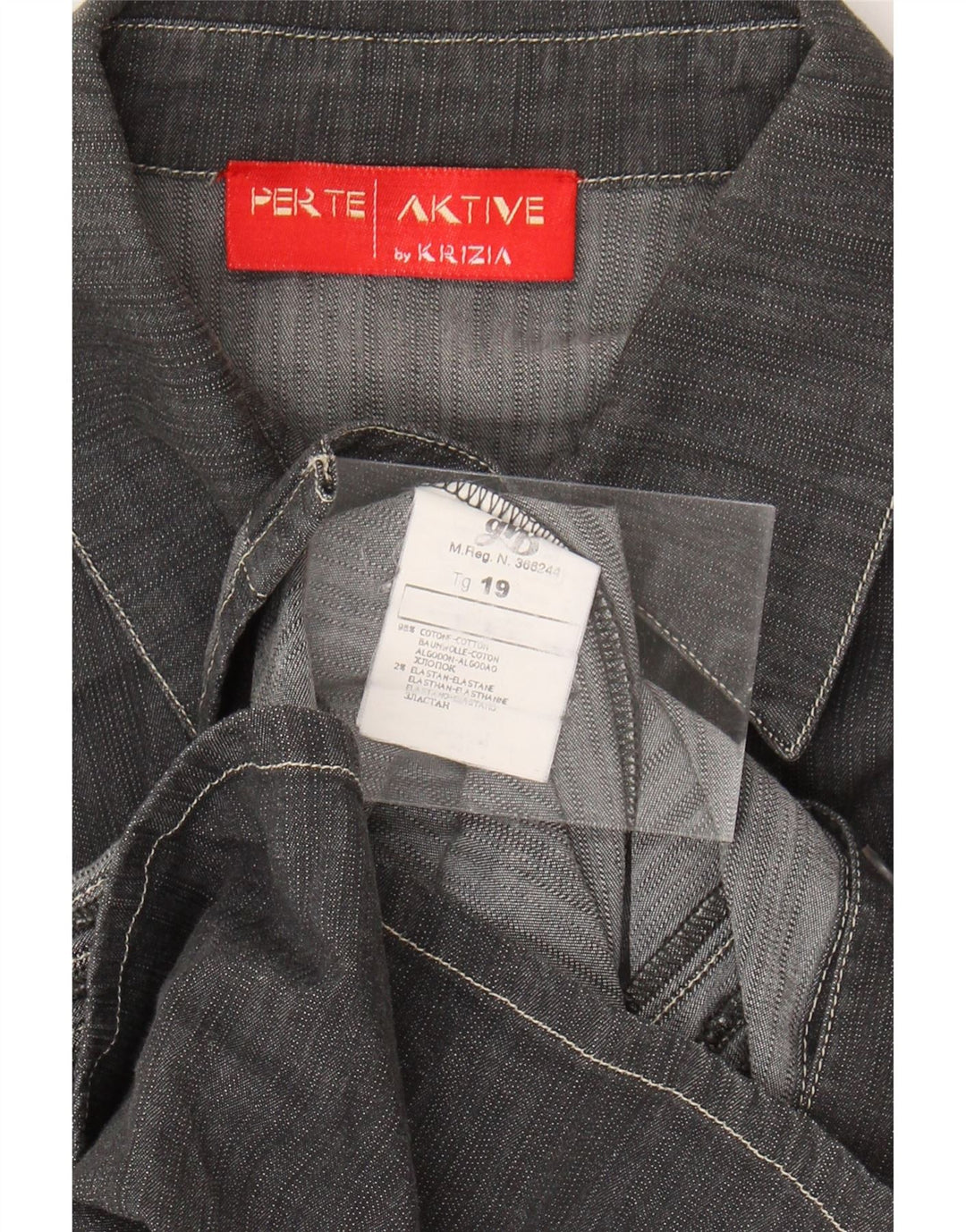 KRIZIA Womens Denim Shirt UK 18 XL Grey Cotton Vintage Krizia and Second-Hand Krizia from Messina Hembry 