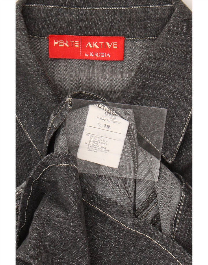 KRIZIA Womens Denim Shirt UK 18 XL Grey Cotton Vintage Krizia and Second-Hand Krizia from Messina Hembry 