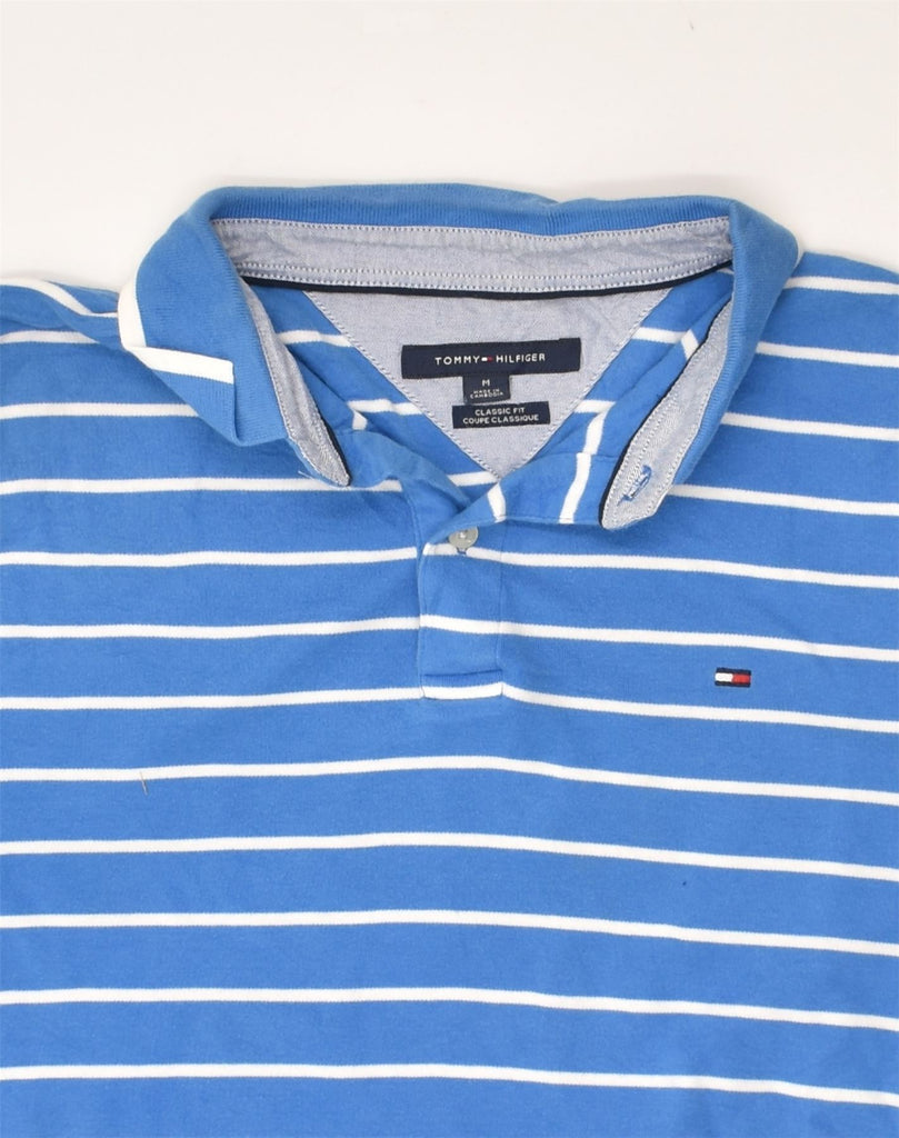 TOMMY HILFIGER Mens Classic Fit Polo Shirt Medium Blue Striped Cotton | Vintage Tommy Hilfiger | Thrift | Second-Hand Tommy Hilfiger | Used Clothing | Messina Hembry 