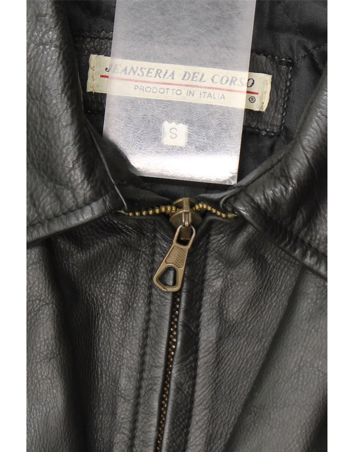 Jeanseria Del Corso Mens Leather Jacket UK 36 Small Black