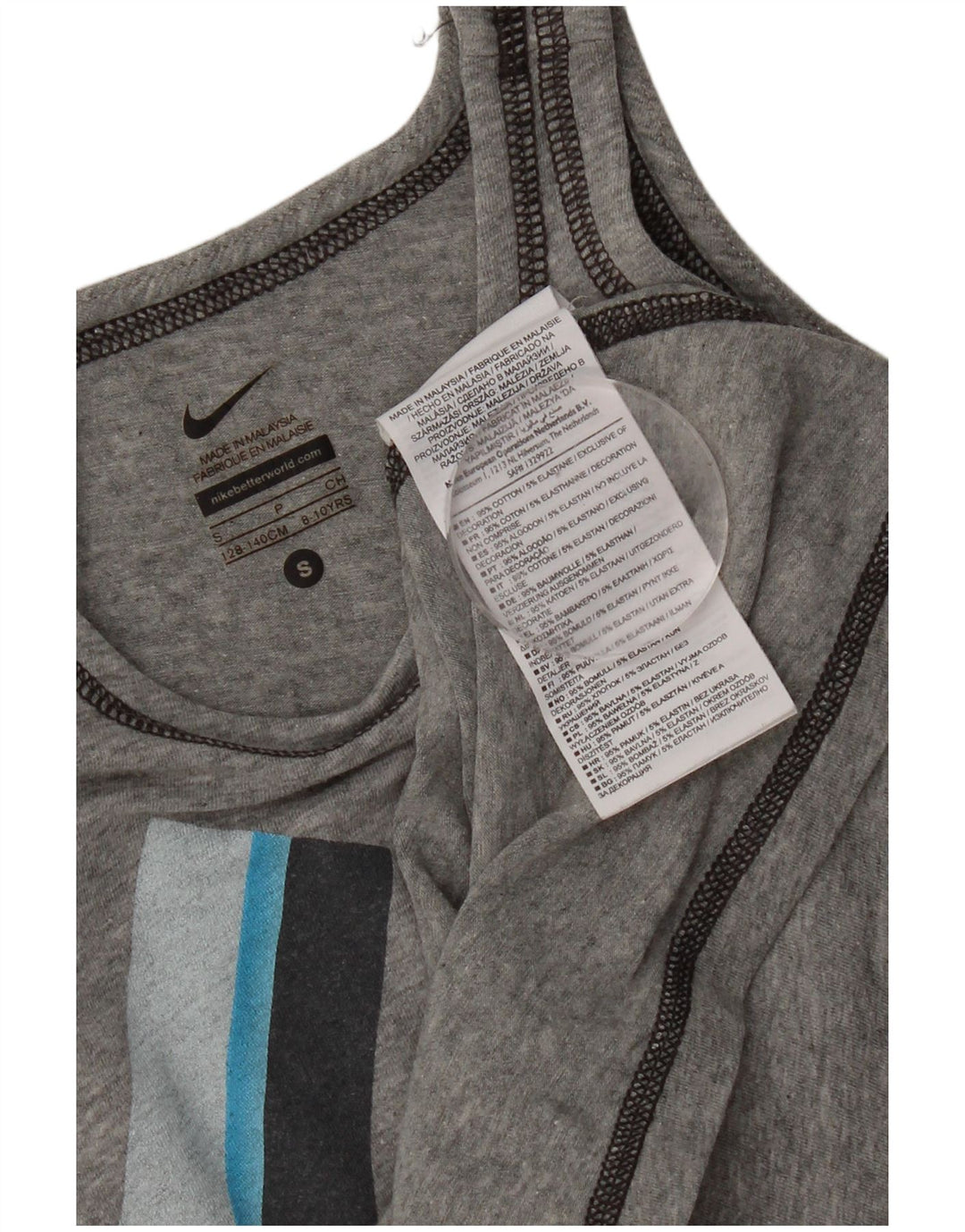 Nike Boys Graphic Vest Top 8-9 Years Small Grey Cotton