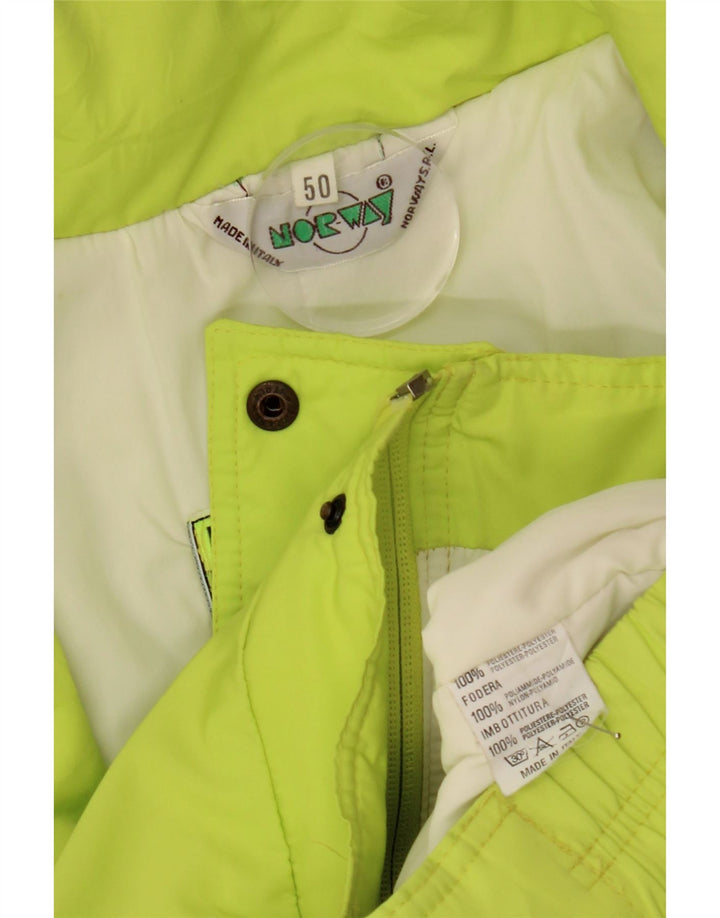 Norway Mens Hooded Ski Jacket IT 50 Large Green Colourblock Nylon
