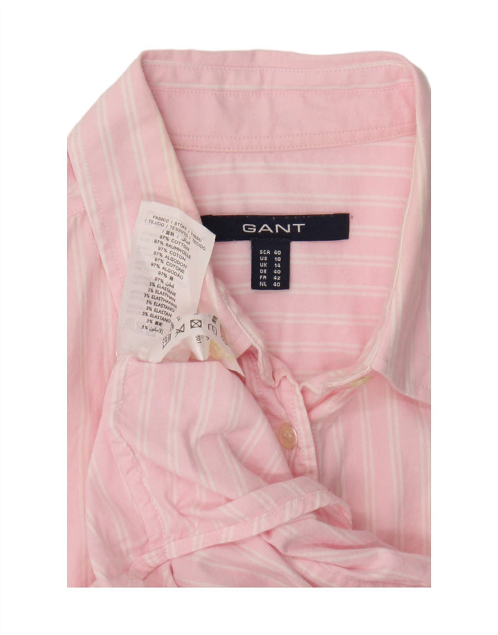 Gant Womens Shirt UK 14 Large Pink Striped Cotton