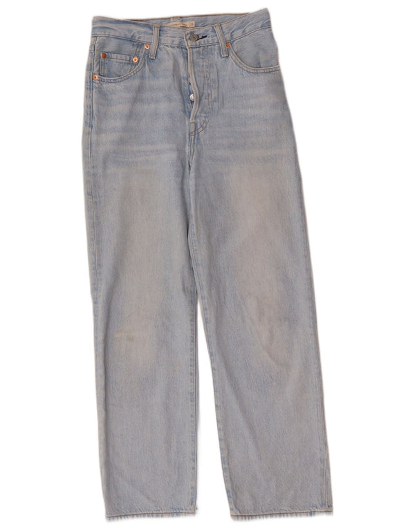 Levi's Womens Ribcage High Rise Straight Jeans W25 L27 Blue Cotton