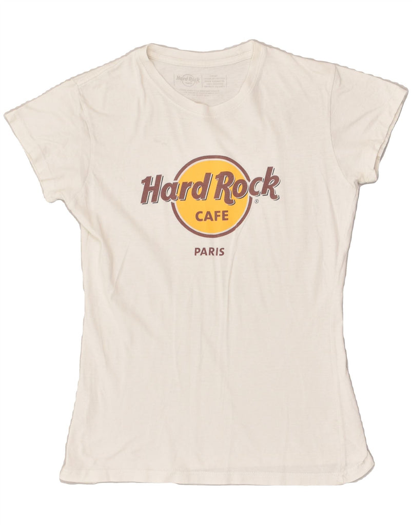 HARD ROCK CAFE Womens Paris Graphic T-Shirt Top UK 10 Small White Cotton | Vintage Hard Rock Cafe | Thrift | Second-Hand Hard Rock Cafe | Used Clothing | Messina Hembry 