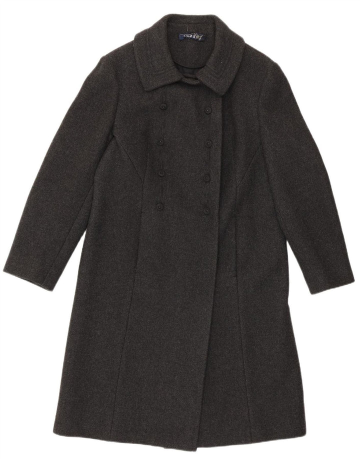 Vintage Womens Double Breasted Coat IT 46 Large Grey Lambswool