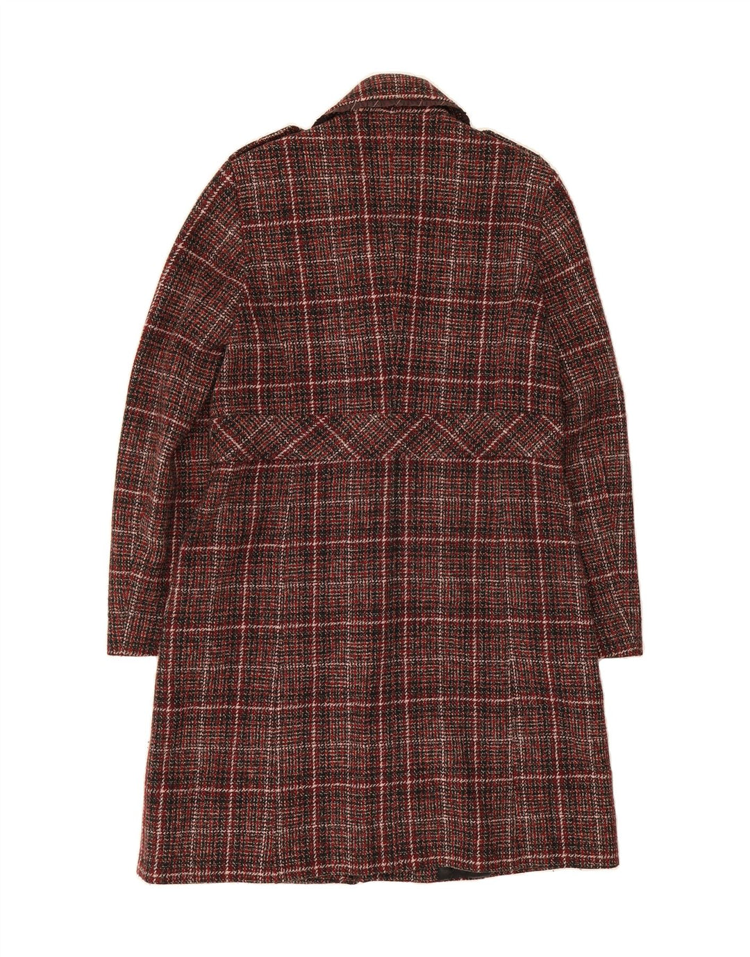 BENETTON Womens Overcoat IT 48 XL Red Check Acrylic Vintage Benetton and Second-Hand Benetton from Messina Hembry 