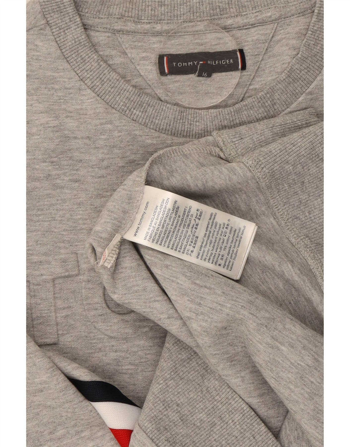 Tommy Hilfiger Boys Graphic Sweatshirt Jumper 15-16 Years Grey Striped