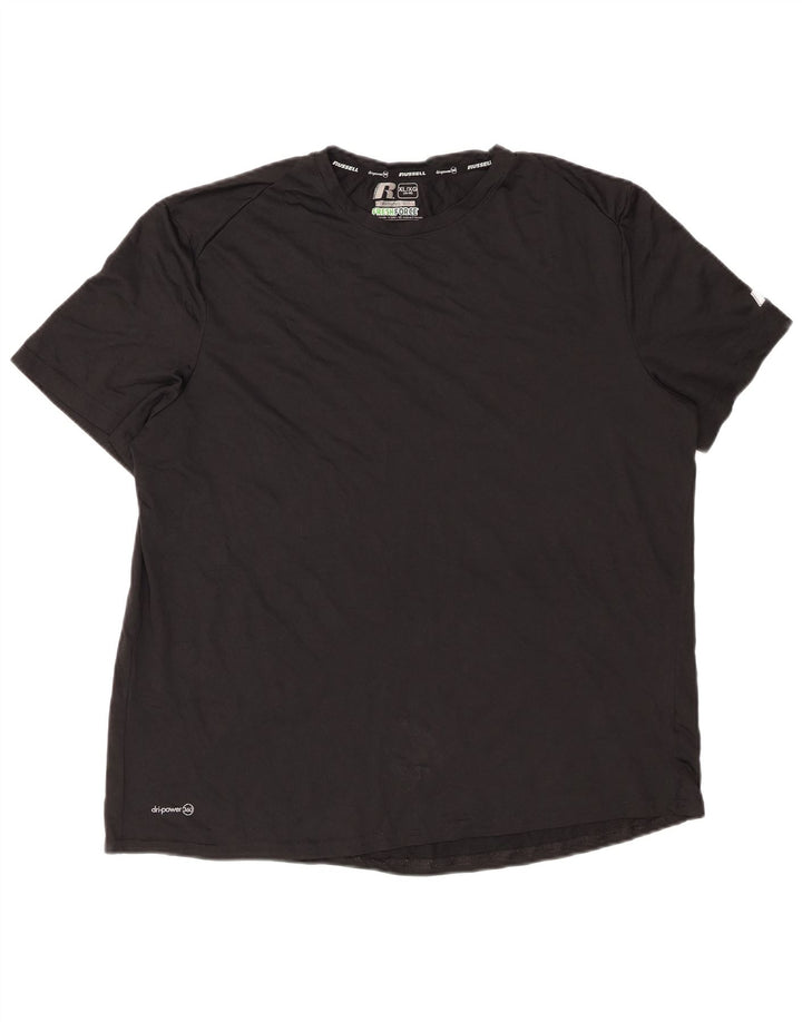 RUSSELL ATHLETIC Mens Dri-Power T-Shirt Top XL Black Polyester