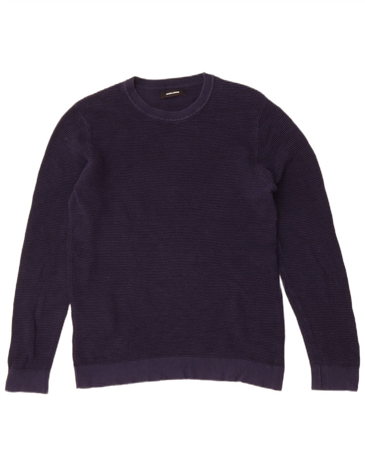 Jack & Jones Mens Crew Neck Jumper Sweater Large Navy Blue Cotton