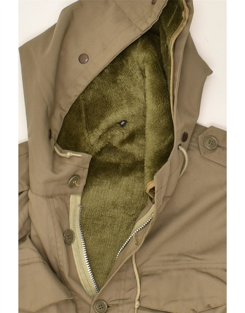 VINTAGE Mens Hooded Military Overcoat IT 46 Small Khaki Vintage Vintage and Second-Hand Vintage from Messina Hembry 