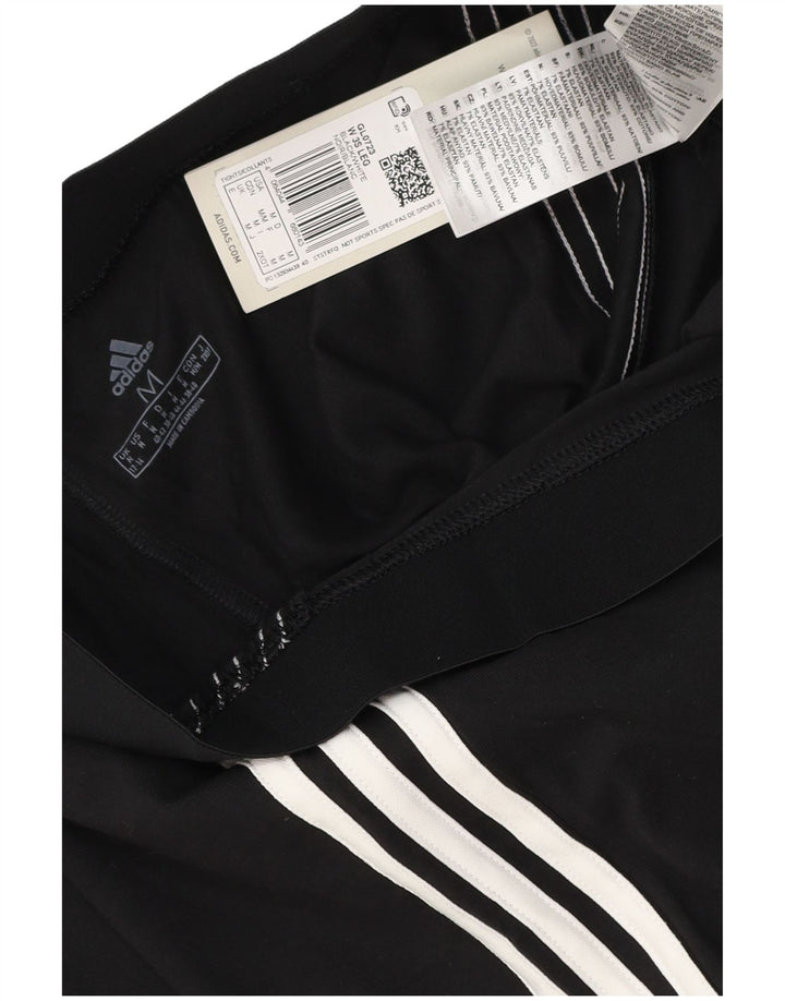 ADIDAS Womens Leggings UK 12/14 Medium  Black Cotton