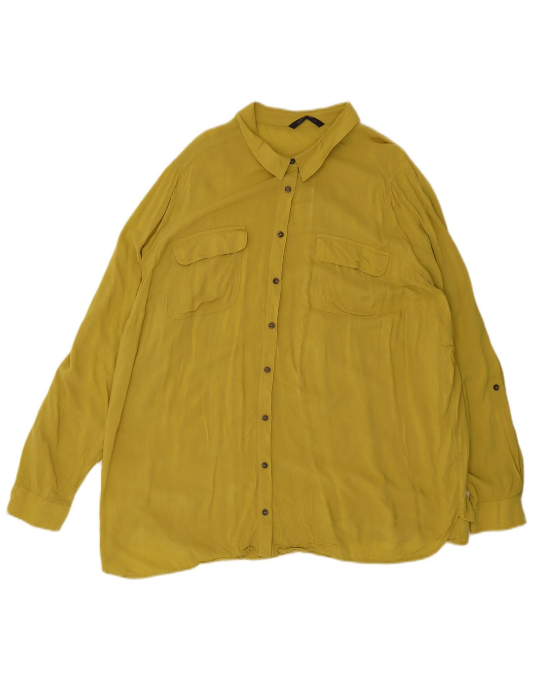 Marks & Spencer Womens Shirt Blouse UK 20 2XL Yellow Viscose