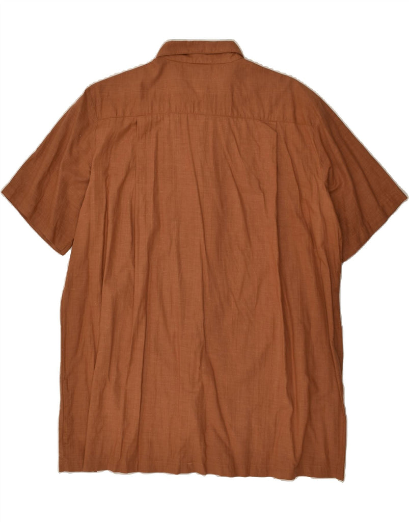 TUAREG Mens Short Sleeve Shirt Large Brown Cotton | Vintage Tuareg | Thrift | Second-Hand Tuareg | Used Clothing | Messina Hembry 