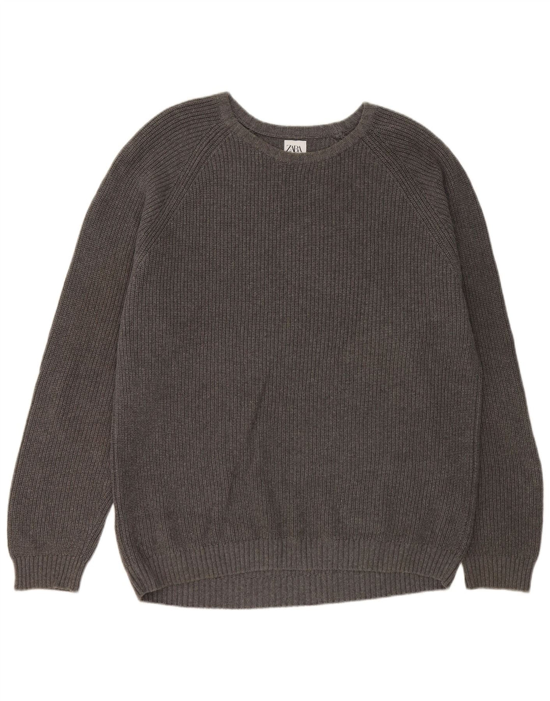 Zara Mens Boat Neck Jumper Sweater XL Grey Cotton
