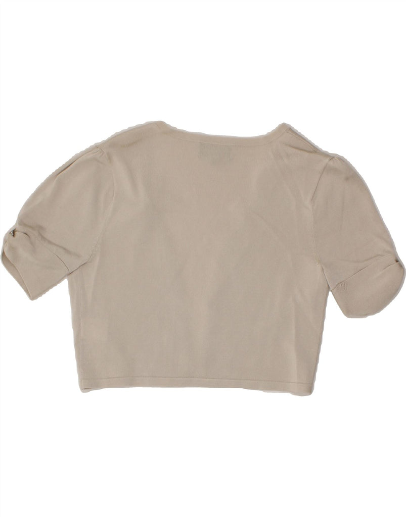 FENN WRIGHT MANSON Womens Crop Cardigan Top UK 10 Small Beige Viscose Vintage Fenn Wright Manson and Second-Hand Fenn Wright Manson from Messina Hembry 