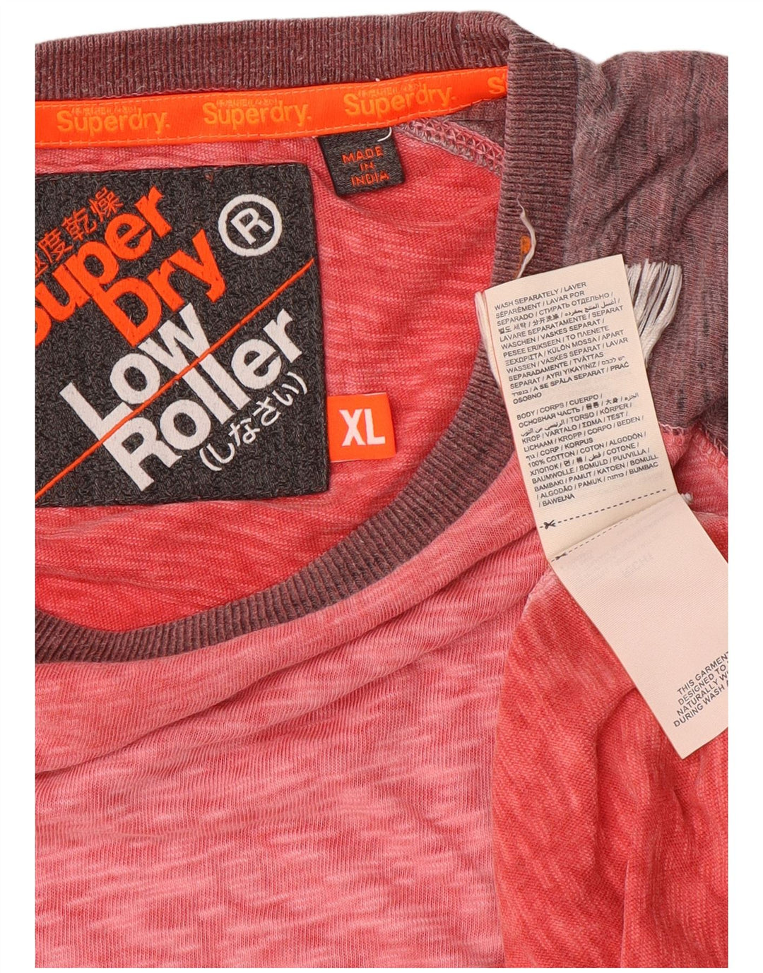 Superdry Mens T-Shirt Top XL Red Colourblock Cotton