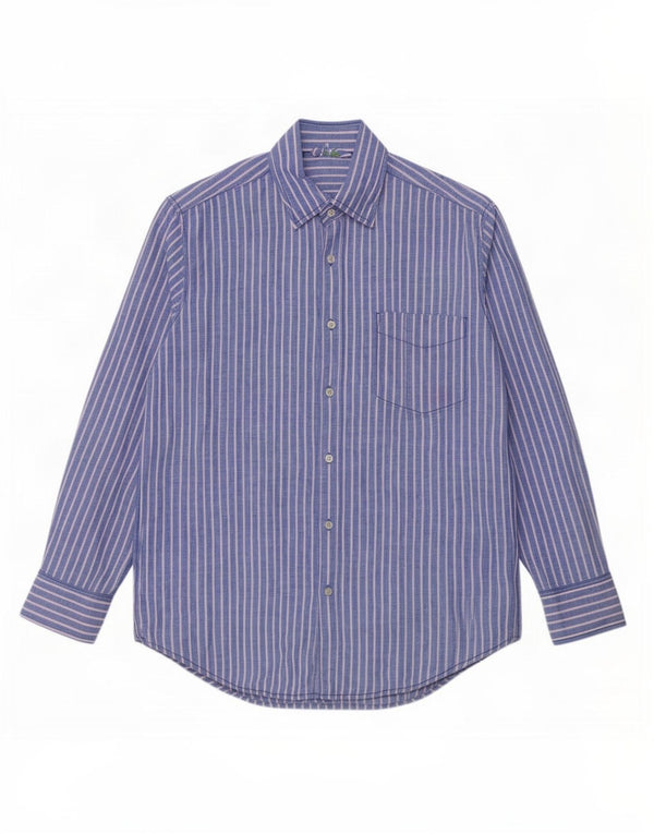 Boden Mens Shirt Medium Blue Pinstripe Linen