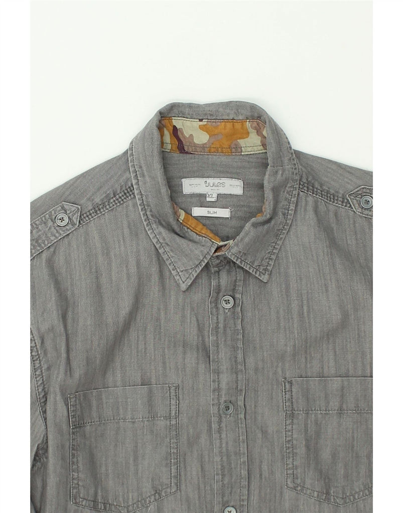 JULES Mens Slim Shirt XL Grey Cotton | Vintage Jules | Thrift | Second-Hand Jules | Used Clothing | Messina Hembry 