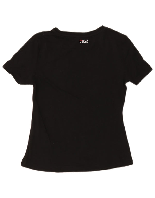 Fila Womens Graphic T-Shirt Top UK 10 Small Black Cotton