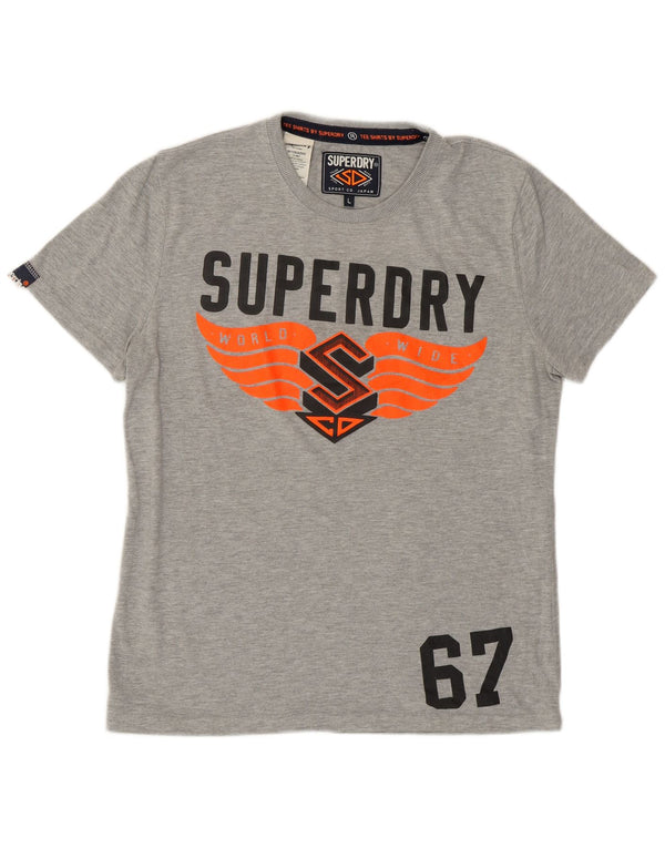 Superdry Mens Graphic T-Shirt Top Large Grey Cotton