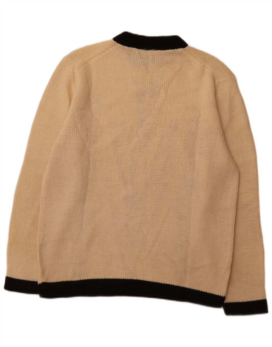 VINTAGE Womens Abstract Pattern Crew Neck Jumper Sweater UK 16 Large Beige