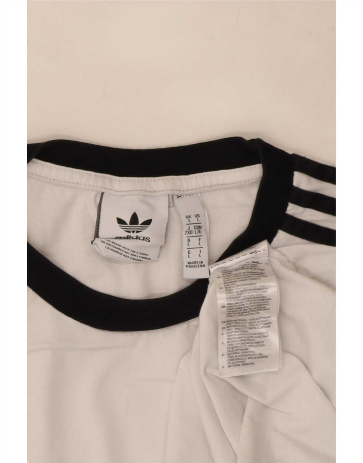Adidas Mens Top Long Sleeve Large White Cotton