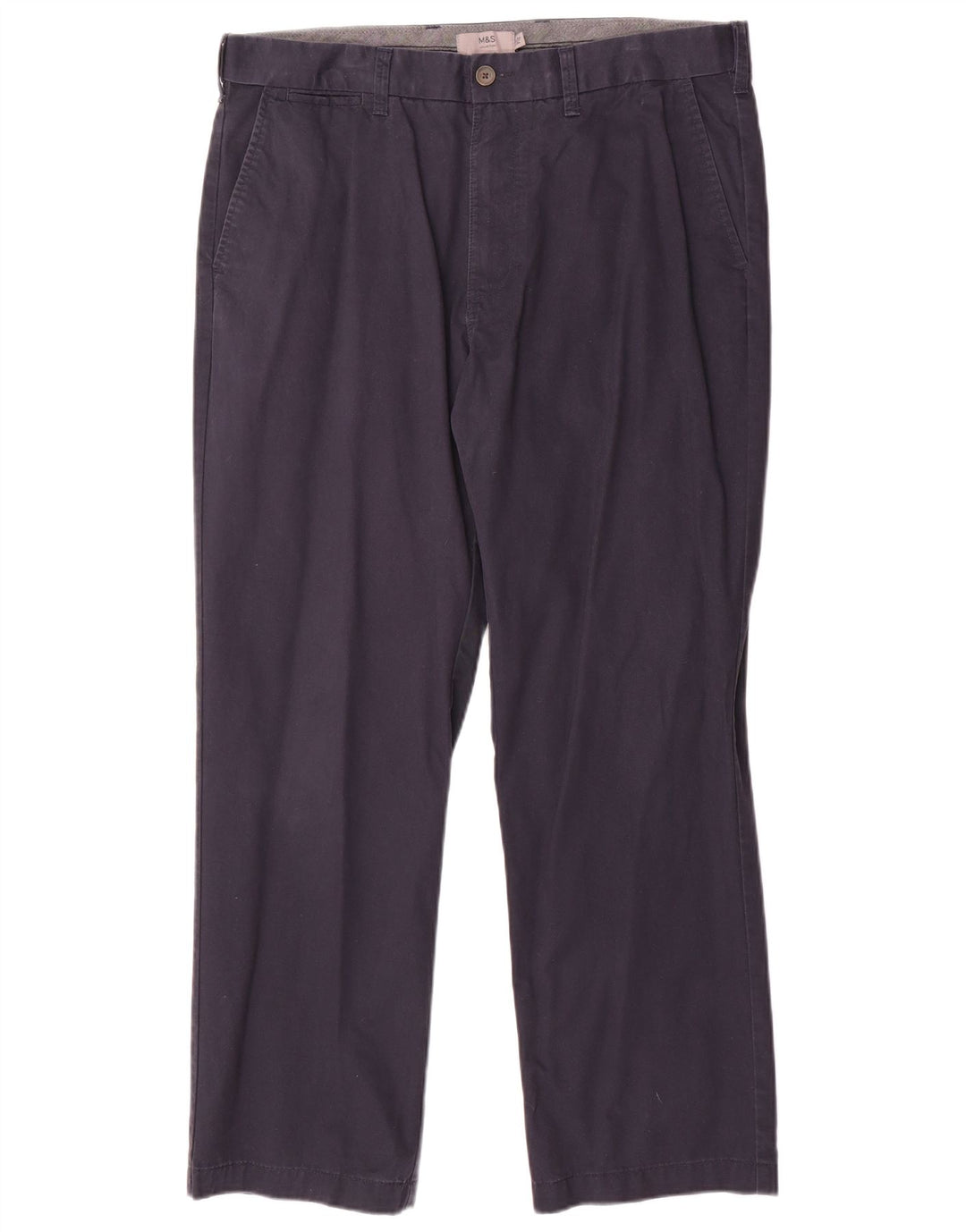 Marks & Spencer Mens Regular Chino Trousers W36 L29 Navy Blue Cotton