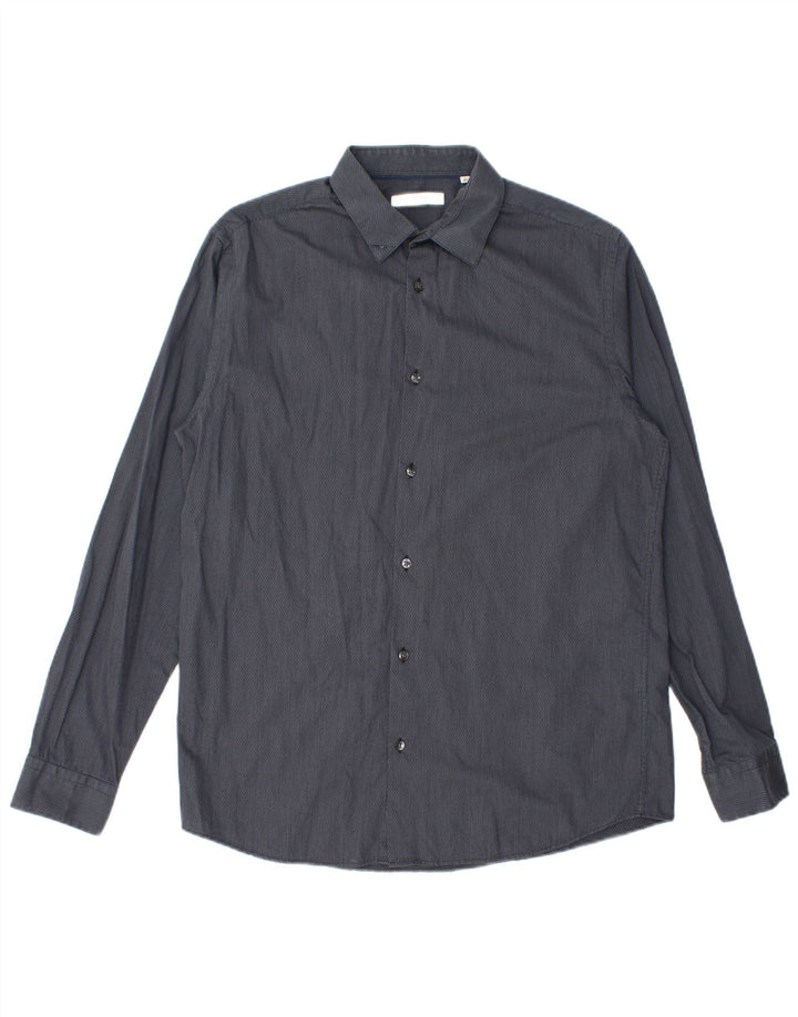 Jack & Jones Mens Shirt Size 42 Large Grey Pinstripe Cotton