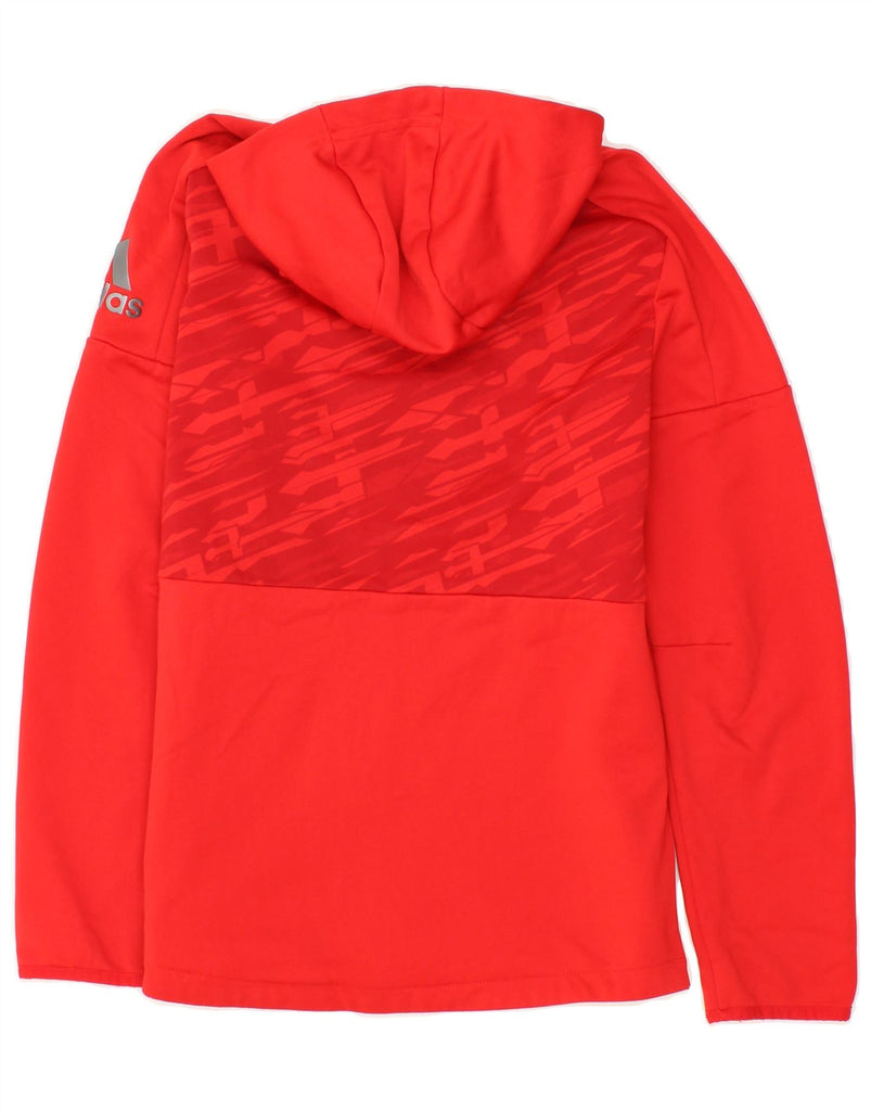 ADIDAS Boys Graphic Zip Hoodie Sweater 13-14 Years Red Polyester Vintage Adidas and Second-Hand Adidas from Messina Hembry 