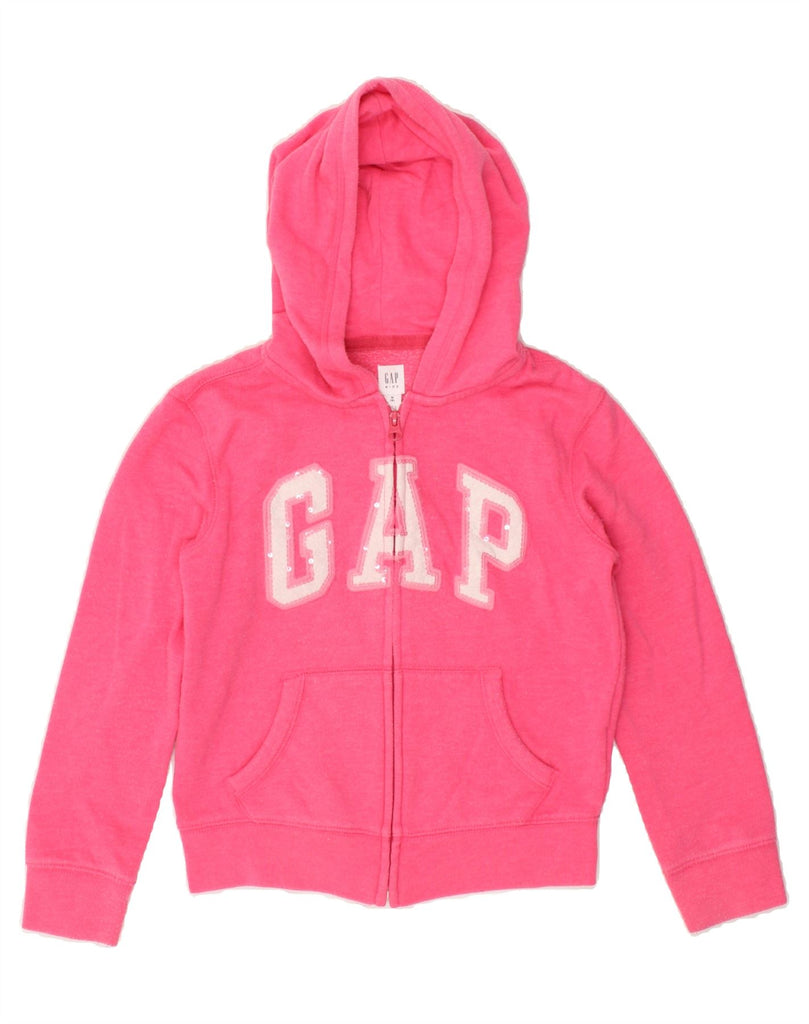 GAP Girls Graphic Zip Hoodie Sweater 7-8 Years Medium  Pink Polyester | Vintage Gap | Thrift | Second-Hand Gap | Used Clothing | Messina Hembry 