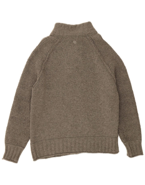 FAT FACE Mens Button Neck Jumper Sweater 2XL Grey Herringbone Wool