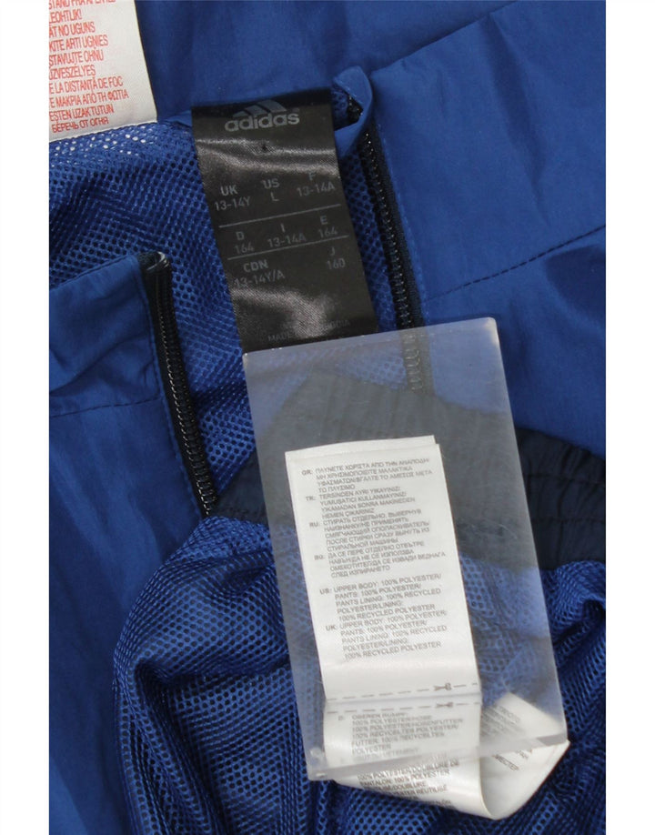 Adidas Boys Rain Jacket 13-14 Years Navy Blue Colourblock Polyester