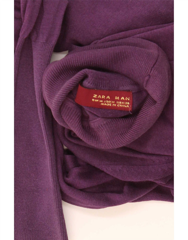 Zara Mens Roll Neck Jumper Sweater Medium Purple