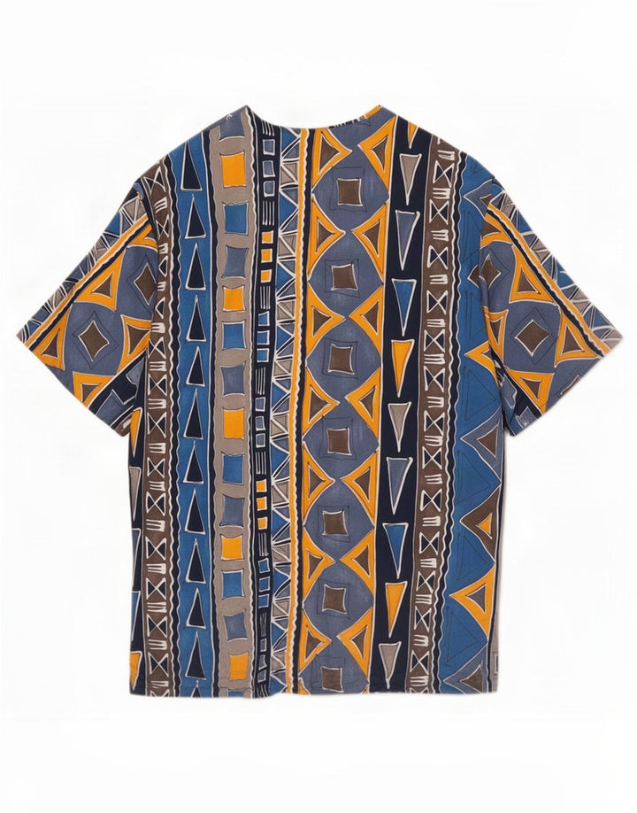 Augustus Womens Short Sleeve Shirt Blouse IT 44 Medium Blue Geometric