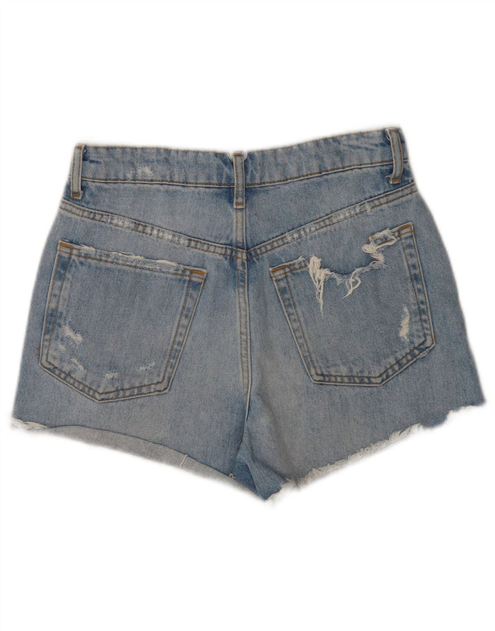 Zara Womens Distressed Denim Shorts EU 36 XS W26  Blue