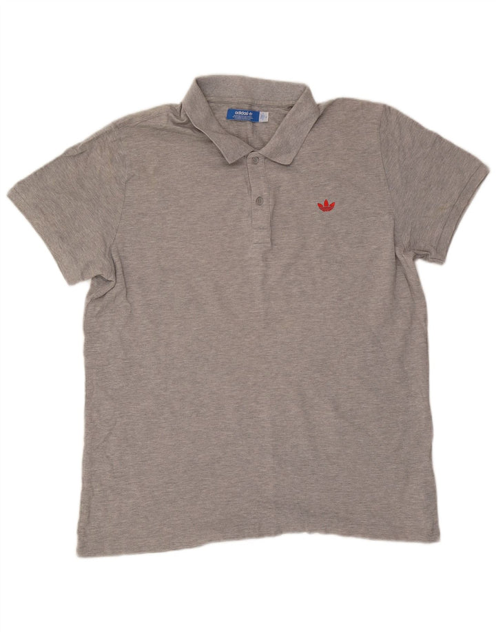 Adidas Mens Polo Shirt XL Grey Flecked Cotton