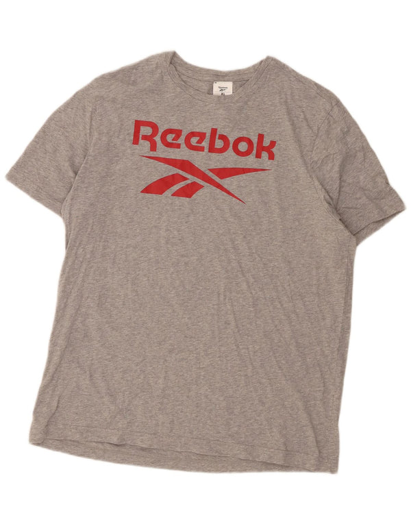 Reebok Mens Graphic T-Shirt Top XL Grey Flecked Cotton