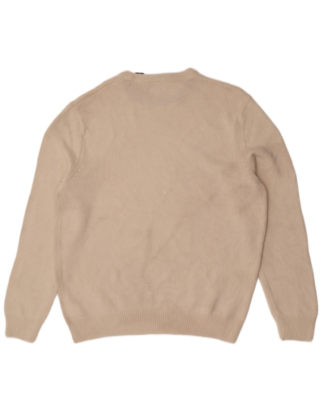 Chaps Mens Crew Neck Jumper Sweater Large Off White Cotton