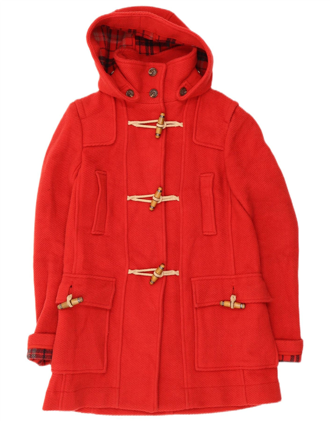 Topshop Womens Hooded Duffle Coat UK 8 Small  Red Wool