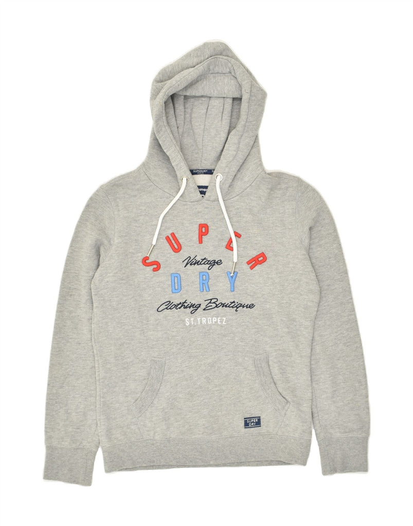 SUPERDRY Womens Graphic Hoodie Jumper UK 10 Small Grey Cotton | Vintage Superdry | Thrift | Second-Hand Superdry | Used Clothing | Messina Hembry 