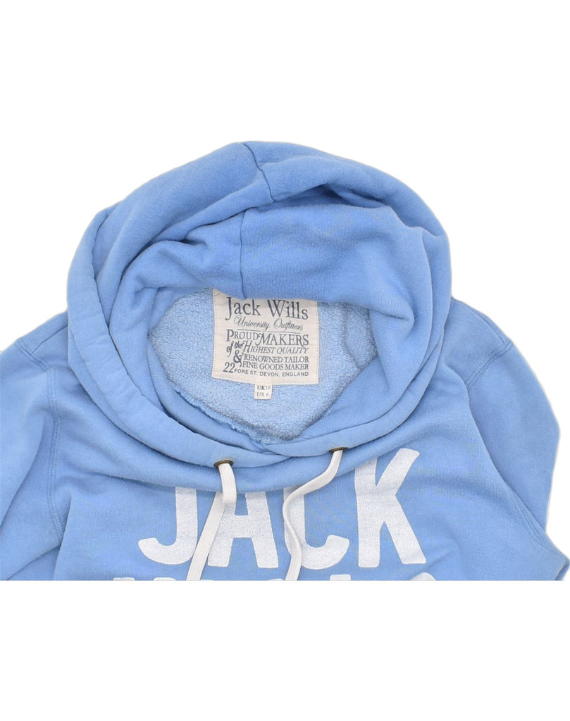 JACK WILLS Womens Graphic Hoodie Jumper UK 10 Small  Blue Cotton Sports | Vintage | Thrift | Second-Hand | Used Clothing | Messina Hembry 